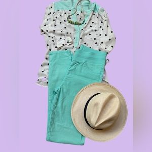 This outfit is a size medium both pants and shirt. 35$ for the whole outfit.